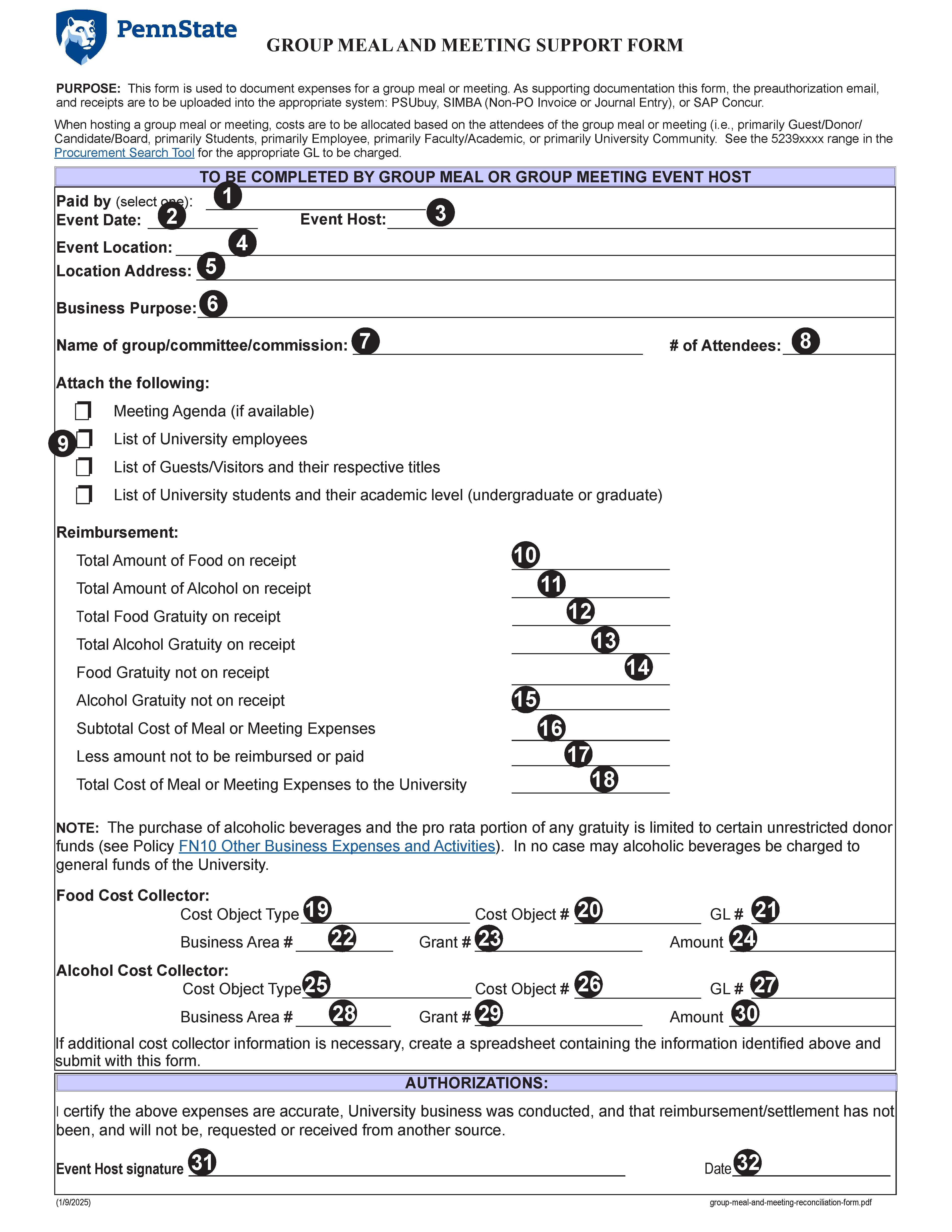 Image of Group Meal / Group Meeting Support Form